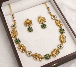 Syamanthakam  Elephant Design Necklace  SMKM040143