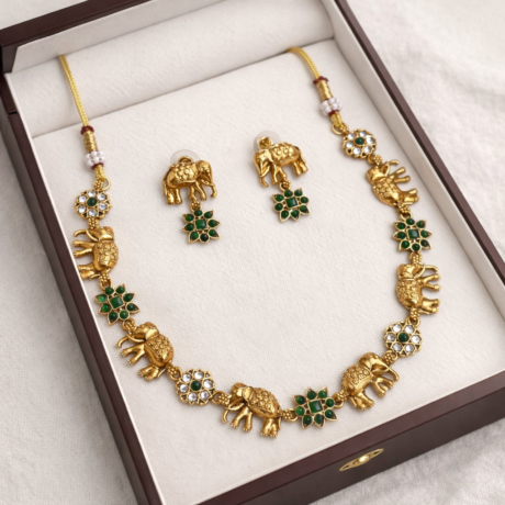 Syamanthakam  Elephant Design Necklace  SMKM040143