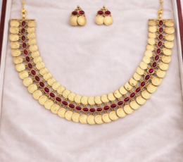 Syamanthakam Double layer coin Necklace  SMKM040129