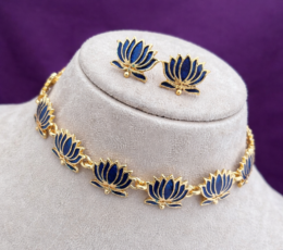 Syamanthakam  Traditional Lotus Necklace SMKM04086