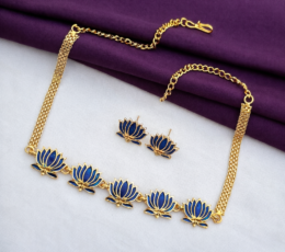 Syamanthakam  Traditional Lotus Necklace SMKM04087