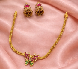 Syamanthakam  Golden Butterfly Necklace SMKM04092