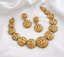 Matte Finish Temple Design Necklace Set SMKM00113