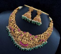 Matte Finish Temple Design Necklace Set SMKM00112